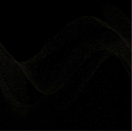 Gold dust on a black background. Small particles, Golden glitter, confetti, sequins in the form of moving waves. Luxury pattern. Vector illustrationのイラスト素材