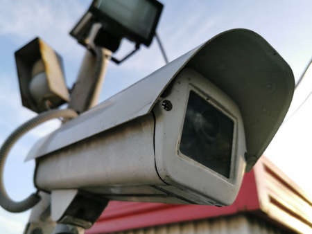 Surveillance camera. Protection of the territory. Data protect. Video monitoring