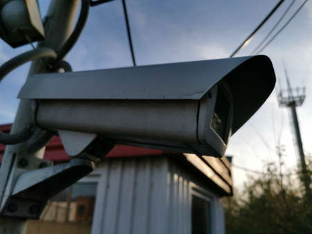 Surveillance camera. Protection of the territory. Data protect. Video monitoring