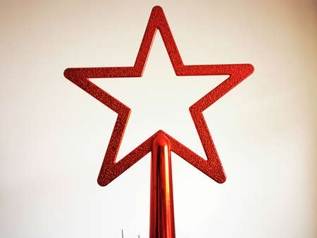 Christmas star on white background. Christmas decoration. New year greeting card. Beautiful space....