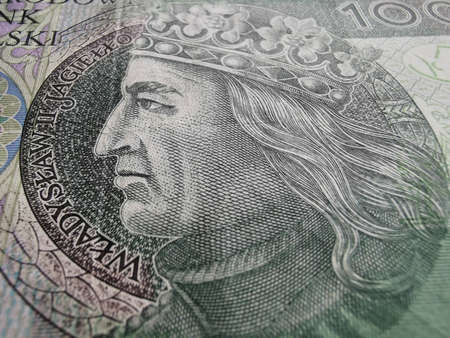 Polish Zloty. Official Currency of Poland in Denominations. Zlotych Macro Shot. Bank of Poland,...