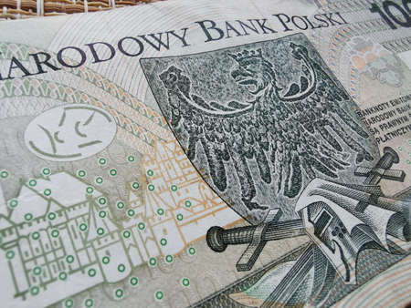 Polish Zloty. Official Currency of Poland in Denominations. Zlotych Macro Shot. Bank of Poland,...
