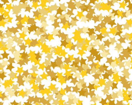 Gold stars background. Invitation, greeting card. Graphic vector design. Happy birthday, party. Gold background. Christmas abstract. Glowing invitation template. Falling glitter.のイラスト素材