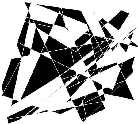 Vintage line art black abstraction on white background. Vector abstract design banner template. Polygonal wireframe mesh. Abstract polygon geometric shape background. Modern geometric texture.のイラスト素材