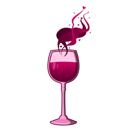 Glass with drink pink magic glass aroma of love.のイラスト素材