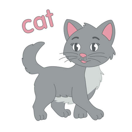 Grey cat for children without a backgroundのイラスト素材