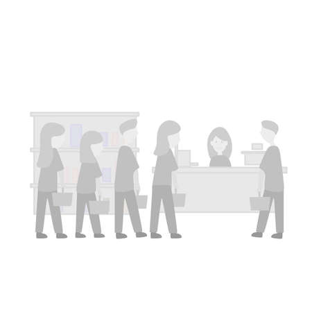 Queue in the store with packages store people shoppingのイラスト素材