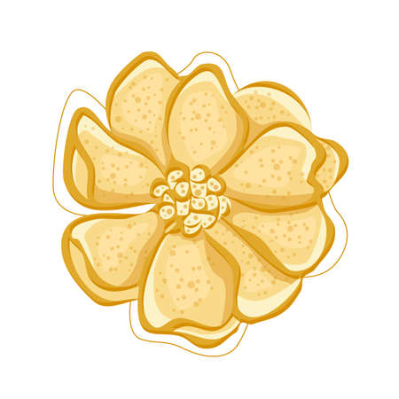 Volumetric yellow flower with texture icon vector illustrationのイラスト素材