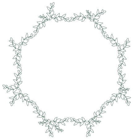 Wreath of stem with leaves on a light background. Vector frameのイラスト素材