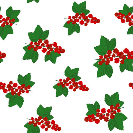 Realistic pattern with black currant berries with leaves. Vector illustration for product salesのイラスト素材