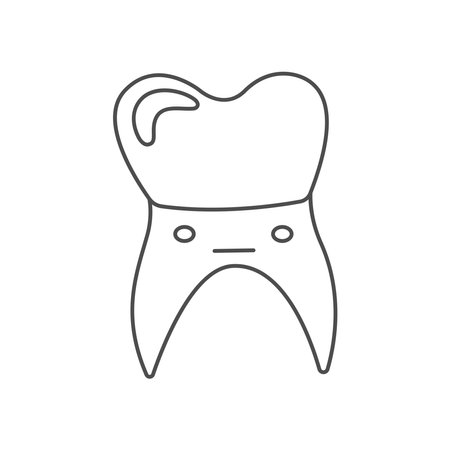 Doodle cute tooth crown character. Oral hygiene concept. Dental vector personage. Teeth cleaning, prevention and dental health.のイラスト素材