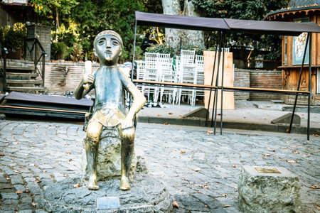 Bronze statue of Tamada, the traditional Georgian toastmaster, in Tbilisiの写真素材