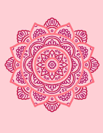 Pink Hand Drawn Doodle Mandala Illustration Kaleidoscopic Graphic Design Drawingの写真素材