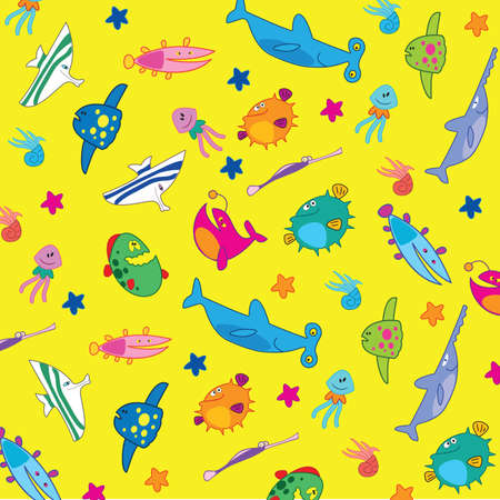 pattern of funny fishのイラスト素材