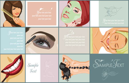 spa cosmetics and makeup women beautyのイラスト素材