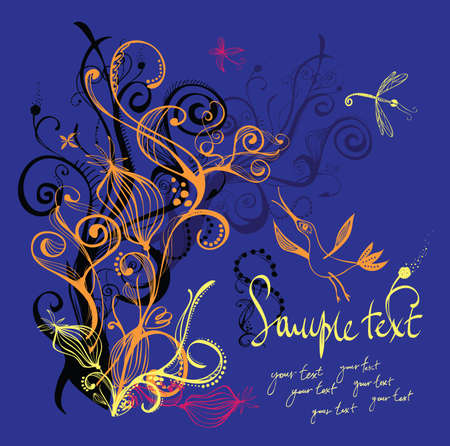 Bird _Flower_Darkのイラスト素材