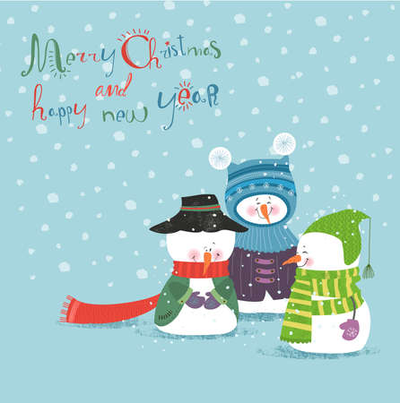 Merry Christmas and Happy New Year, greeting card のイラスト素材