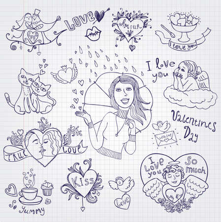 Set for your design, love and romantic のイラスト素材