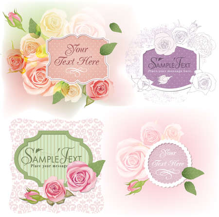 Greeting frames with roses のイラスト素材