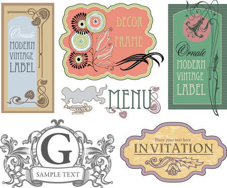 Vector set: vintage labels のイラスト素材