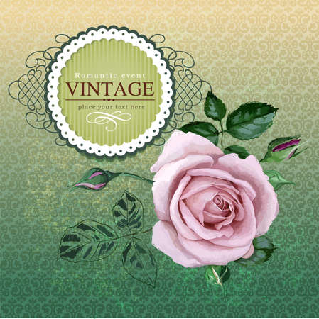 Vintage border with roseのイラスト素材