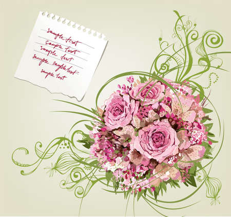 Beautiful floral background with paper for writingのイラスト素材