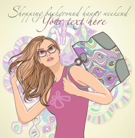 Beautiful woman, shopping and fashionのイラスト素材