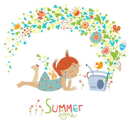 Cute summer illustrationのイラスト素材