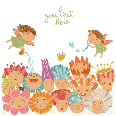 Floral with fairiesのイラスト素材