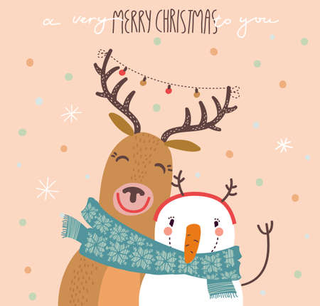 Funny Merry Christmas cardのイラスト素材