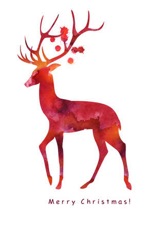 Christmas watercolor card in vectorのイラスト素材