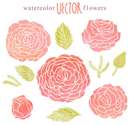 Watercolor set in vectorのイラスト素材