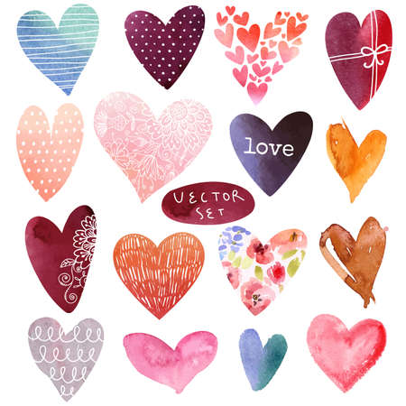 Watercolor heart set in vectorのイラスト素材