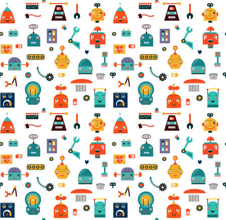 Robots seamless patternのイラスト素材