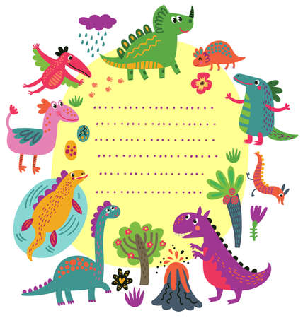 Dinosaurs cardのイラスト素材