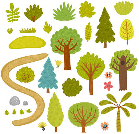 Forest trees collection set.のイラスト素材