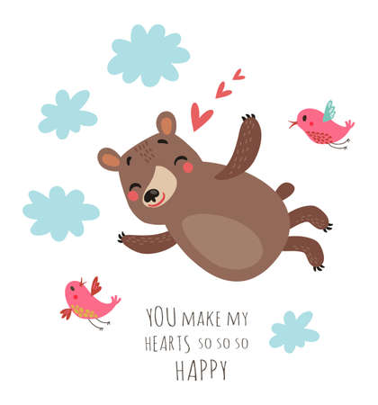 Bear valentines cardのイラスト素材