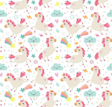 Seamless pattern with unicornsのイラスト素材