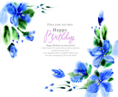 Watercolor flowers backgroundの写真素材