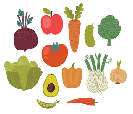 Cute vegetables vector illustration.のイラスト素材