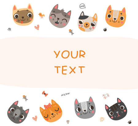 Cute background for text with cats.のイラスト素材