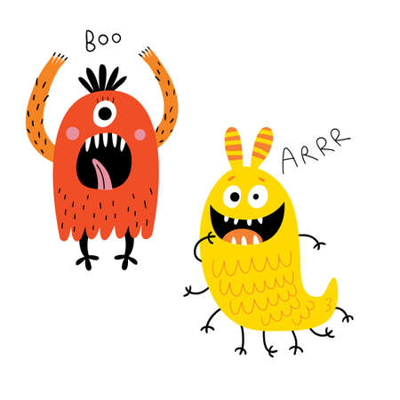 Funny monsters vector set