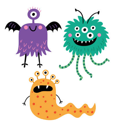 Funny monsters vector setのイラスト素材