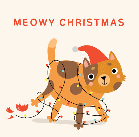 Funny christmas card with catのイラスト素材