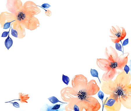 Watercolor flowers, wedding invitation. Celebration invitationの写真素材