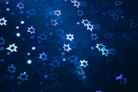 Abstract retro blurred background of glitter light. Blue color.の写真素材