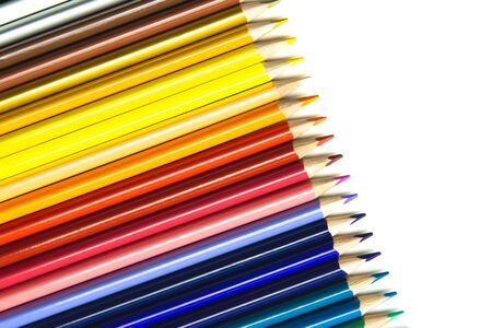 Crayons. Colorful pencils isolated on white background. Back to school concept.の写真素材
