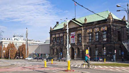 Poznan/Poland - February 6th 2019: old town architecture, historic building on National Museum, Freedom Square (Plac Wolnosci)のeditorial素材