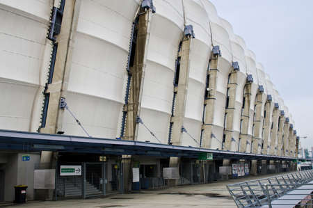 Poznan/Poland - February 7th 2019: Exterior of Lech Poznan football club stadium.のeditorial素材