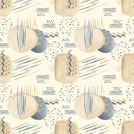 Watercolor abstract modern seamless pattern, ethnic motives print. For greeting cards, stationery, wrapping paper, wallpaper, splash screen, social media, etc.の写真素材